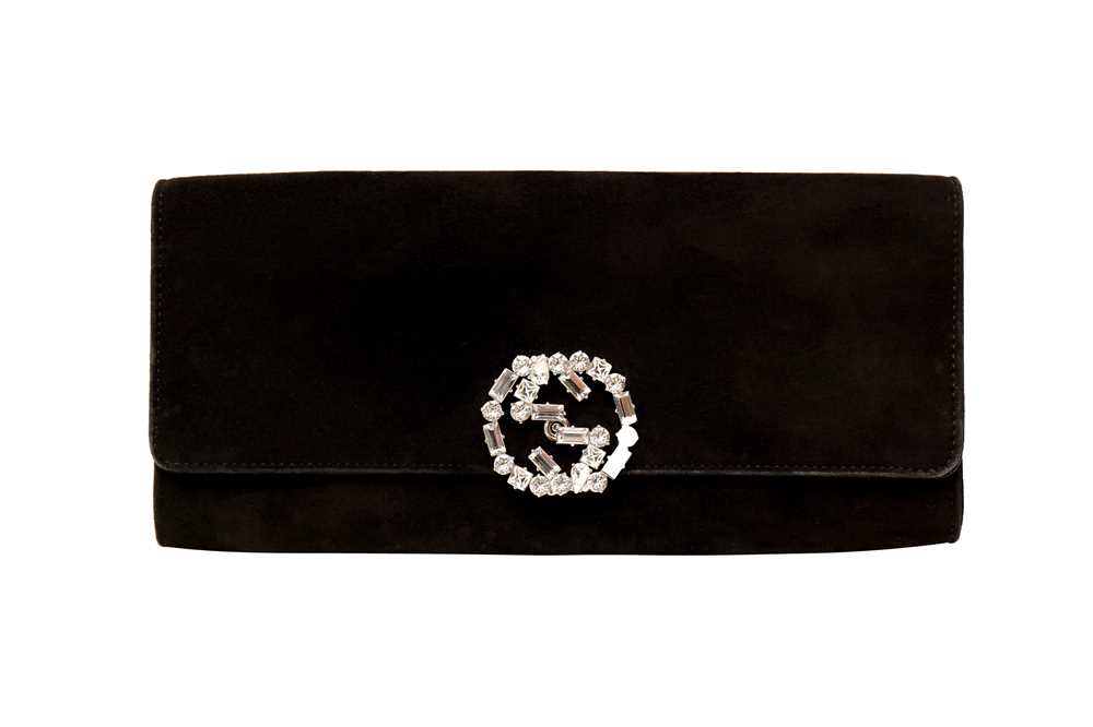 Gucci Black Crystal GG Broadway Clutch