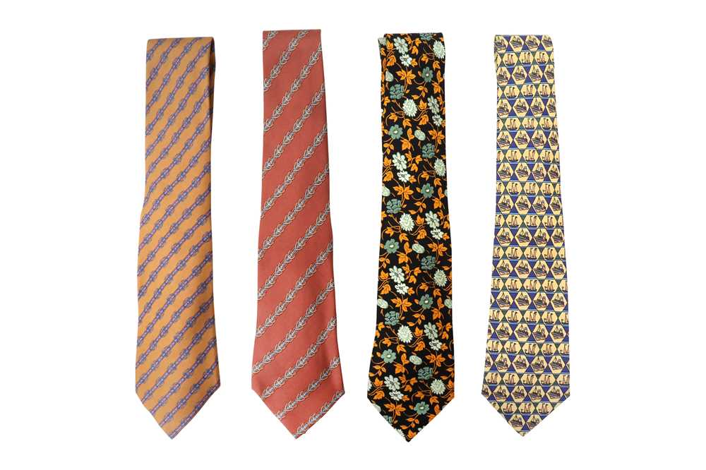 Four Hermes Silk Print Ties