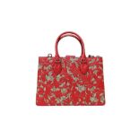 Gucci Hibiscus Red Arabesque Supreme GG Top Handle Tote