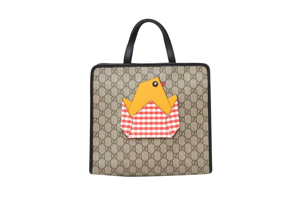 Gucci Brown GG Supreme Chick Appliqué Tote