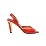 Jimmy Choo Red Sling Back Heeled Sandal - Size 36.5