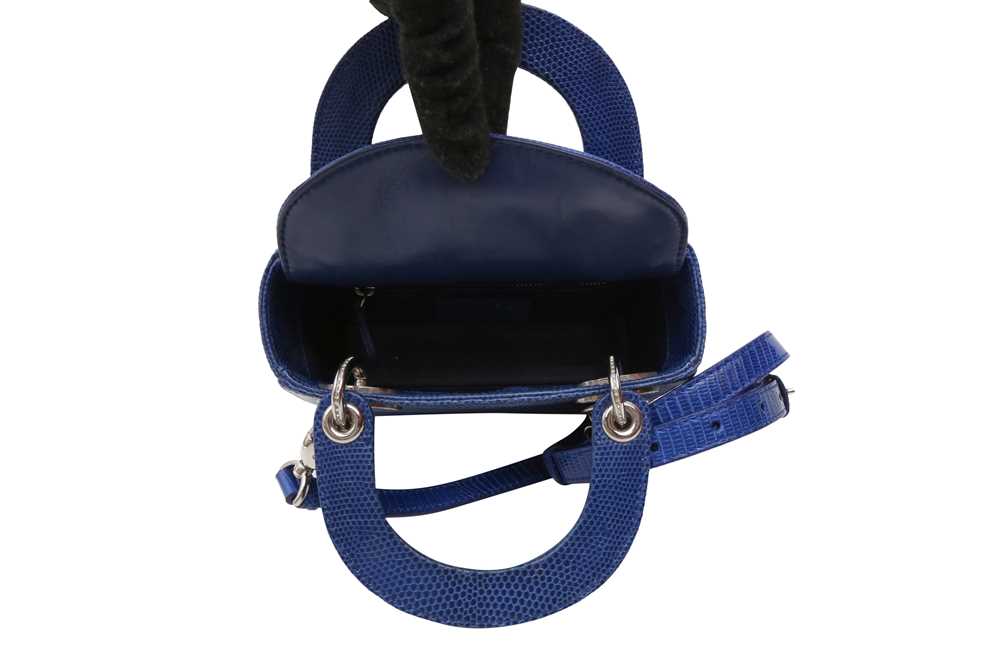 λ Christian Dior Royal Blue Lizard Mini Lady Dior Bag - Image 6 of 6