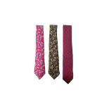 Three Hermes Silk Print Ties