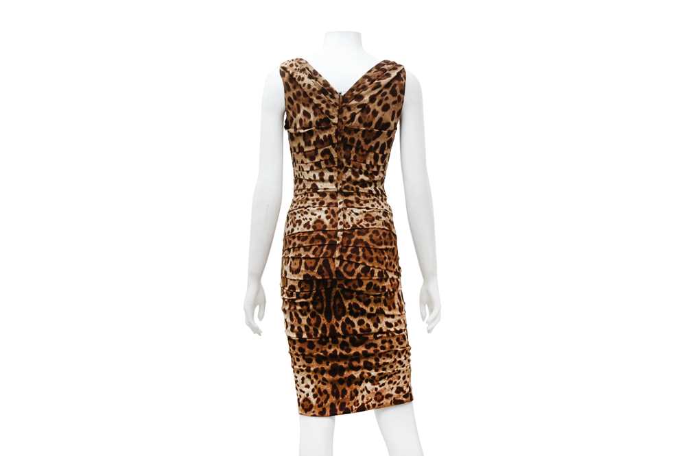 Dolce & Gabbana Brown Silk Print Dress - Size 38 - Image 2 of 3