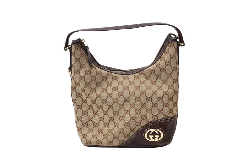 Gucci Beige GG Logo Monogram Shoulder Bag