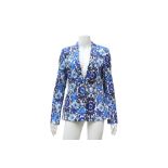 Escada Blue Floral Print Blazer - Size 36