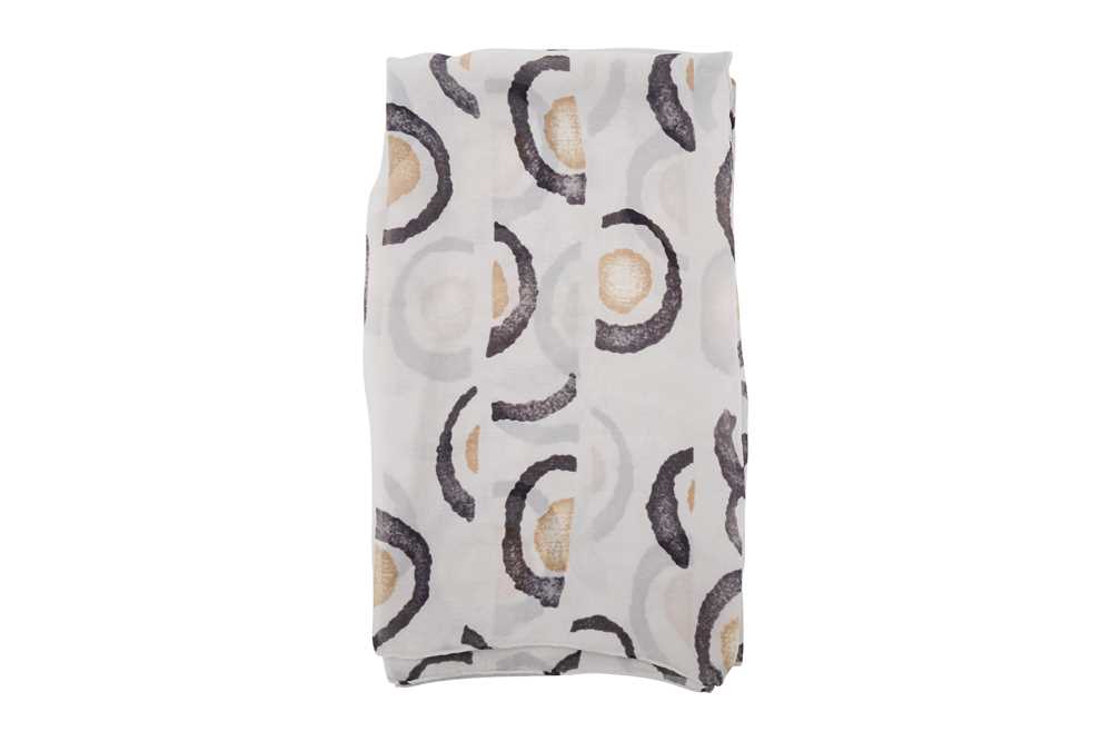 Chanel Grey CC Logo Silk Print Scarf