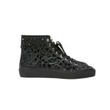 Chanel Black Laser Cut High Top Trainer - Size 40.5