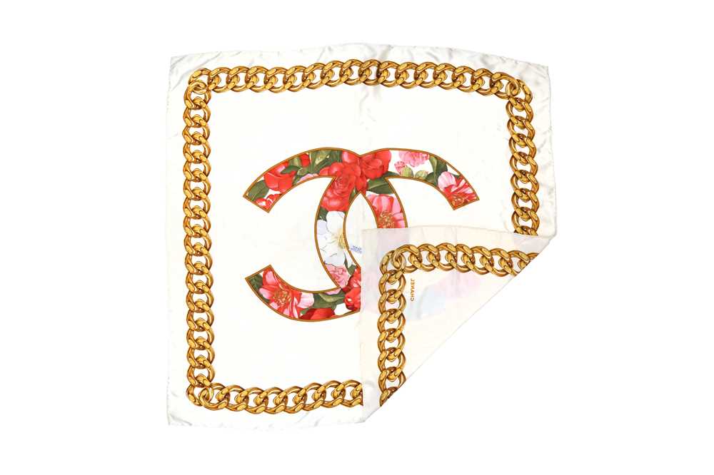 Chanel Floral CC Logo Silk Print Scarf - Image 3 of 3