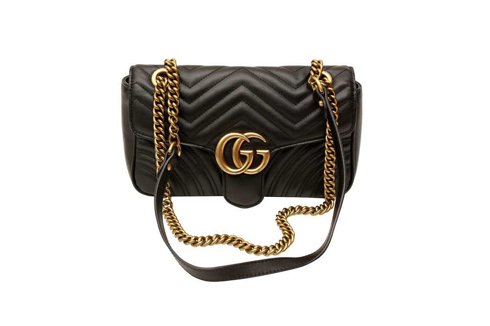 Gucci Black GG Small Marmont Matelassé Bag