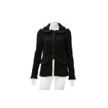 Chanel Black Wool Boucle Peplum Jacket - Size 38