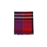 Burberry Purple Wool Check Scarf