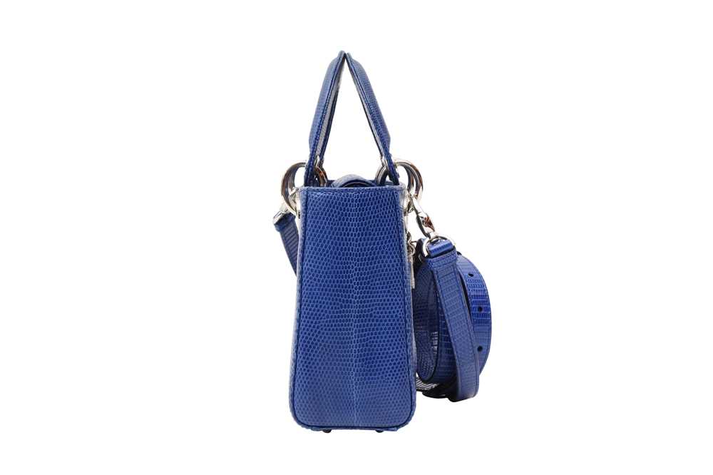 λ Christian Dior Royal Blue Lizard Mini Lady Dior Bag - Image 4 of 6