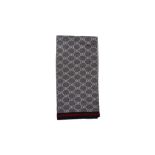 Gucci Grey Wool Monogram Logo Scarf