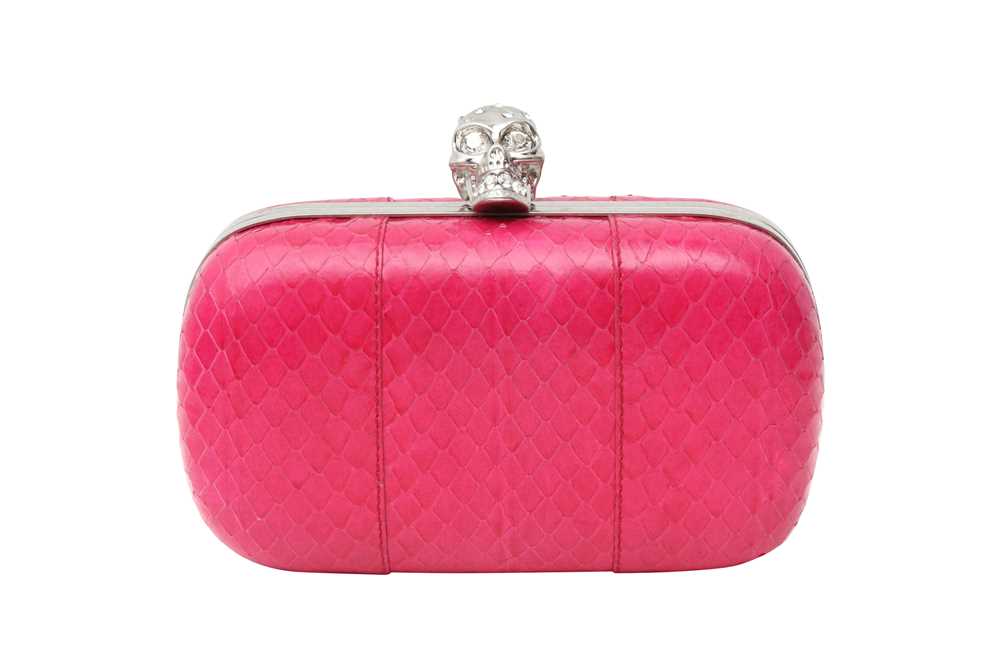 λ Alexander McQueen Pink Python Skull Clutch