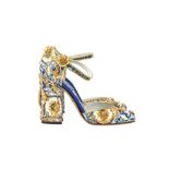 Dolce & Gabbana Sicily Majolica Print Block Heeled Pump - Size 36.5