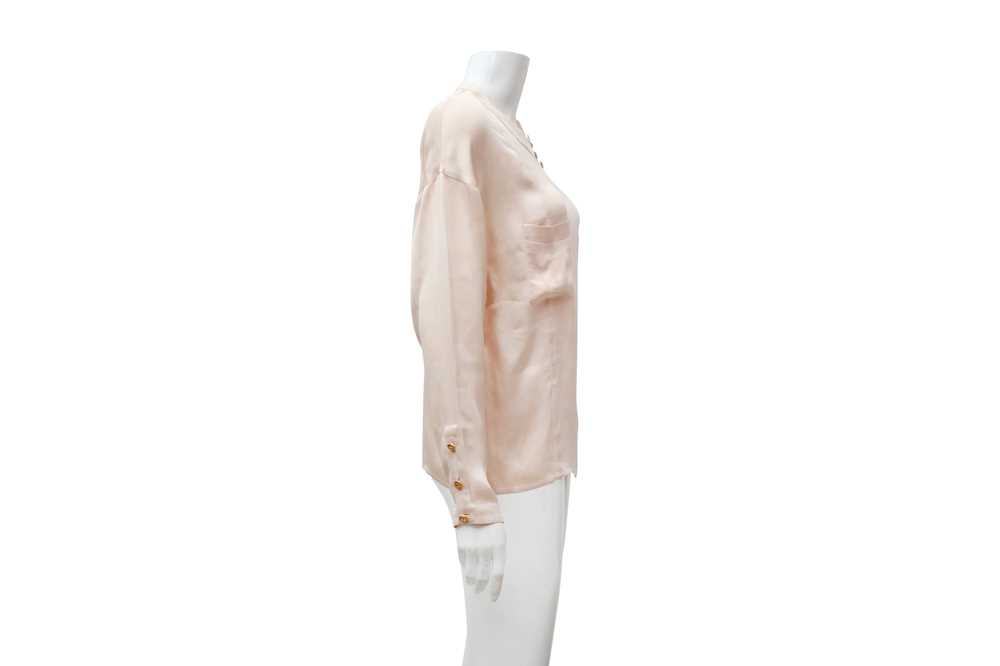 Chanel Pink Silk CC Logo Blouse - Image 4 of 5