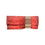 λ Jimmy Choo Red Python Chandra Chain Clutch