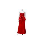 Valentino Red Satin Strapless Evening Gown - Size 12