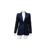 Givenchy Indigo Blue Chevron Pleat Blazer - Size 38