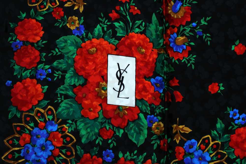 Yves Saint Laurent Floral Silk Print Scarf - Image 2 of 3