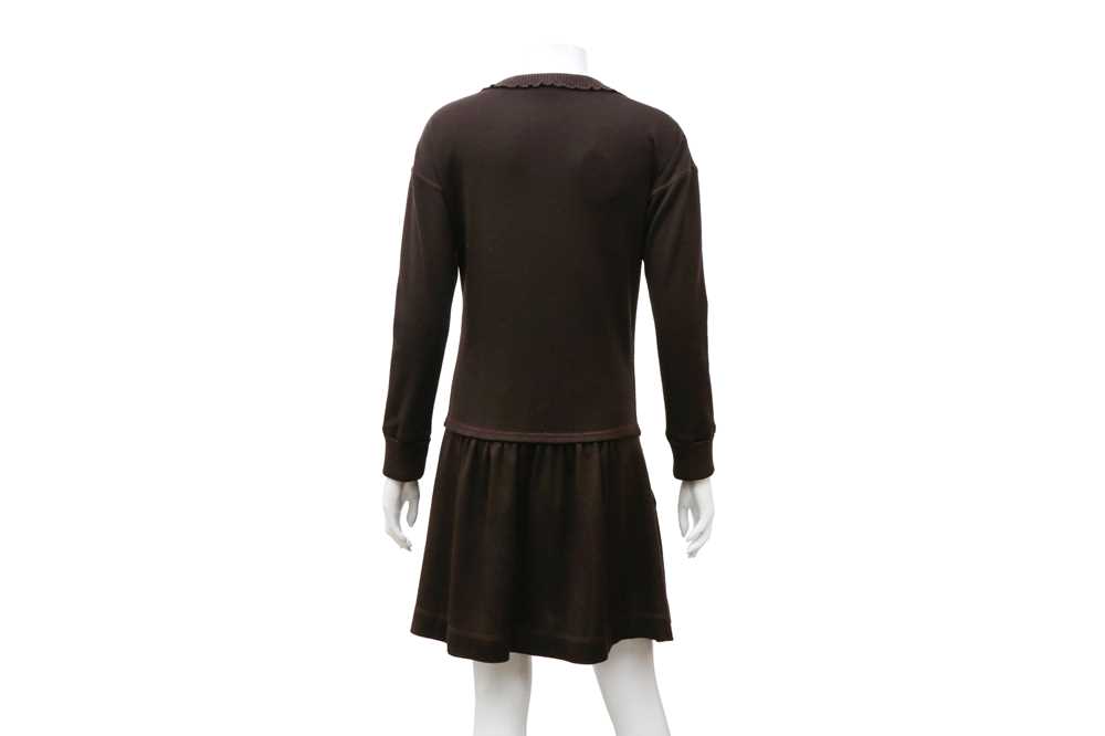 Louis Vuitton Brown Cashmere Lace Front Dress - Size S - Image 2 of 3