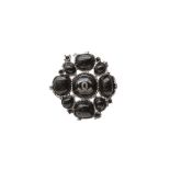 Chanel Black Gripoix CC Logo Brooch