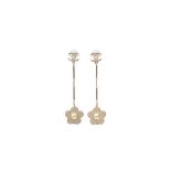 Chanel Camellia Pearl Drop Pierced Earrings