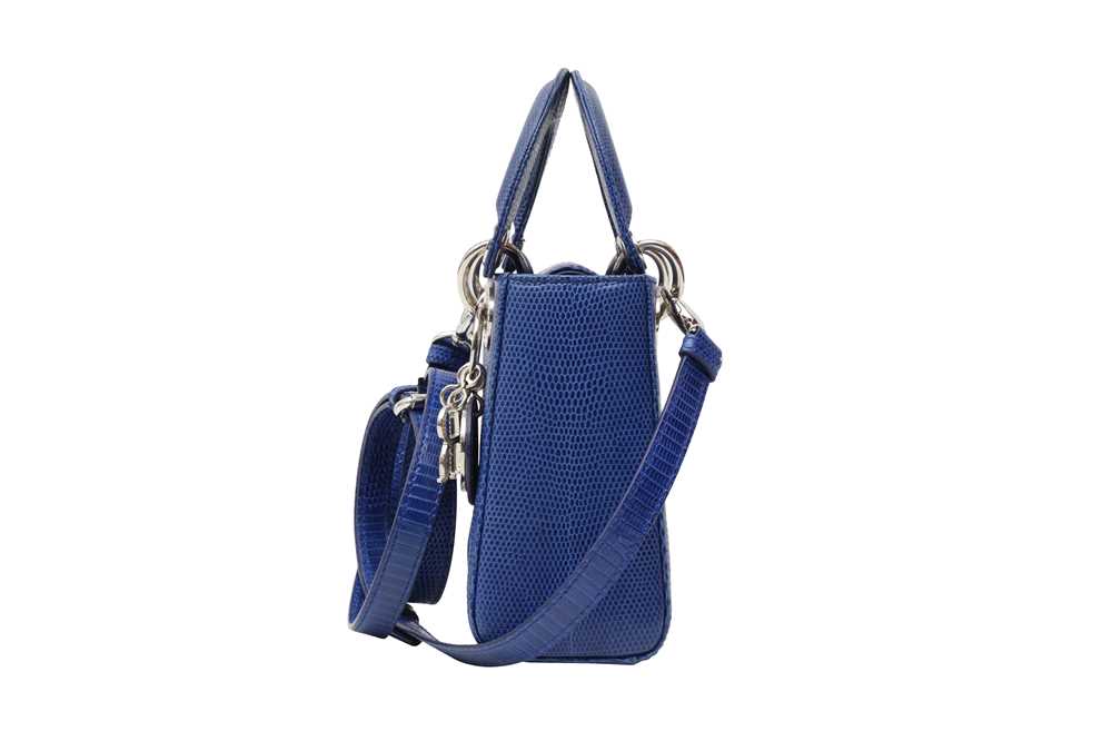 λ Christian Dior Royal Blue Lizard Mini Lady Dior Bag - Image 2 of 6