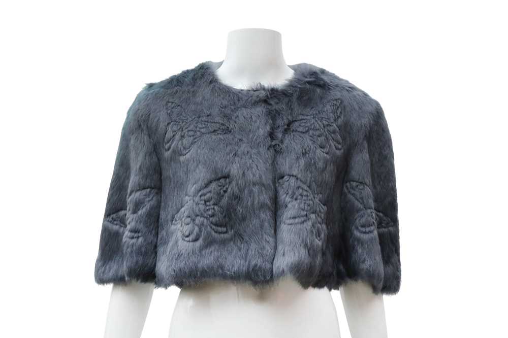 Galliano Grey Rabbit Fur Cropped Jacket -Size 42