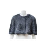 Galliano Grey Rabbit Fur Cropped Jacket -Size 42