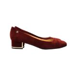 Chanel Burgundy Block Heeled Pump - Size 40