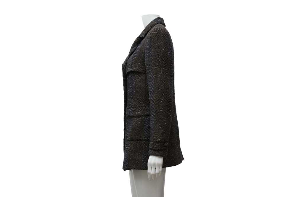 Chanel Brown Tweed Long Jacket - Size 38 - Image 3 of 6