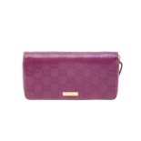 Gucci Magenta GG Zip Around Long Wallet