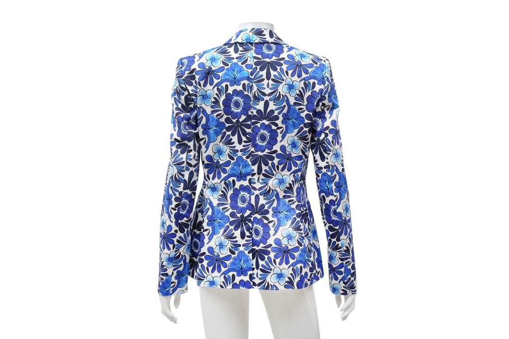 Escada Blue Floral Print Blazer - Size 36 - Image 2 of 3