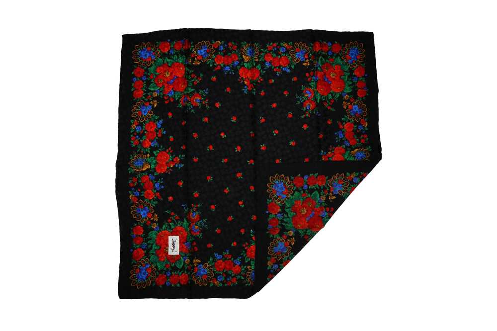 Yves Saint Laurent Floral Silk Print Scarf - Image 3 of 3