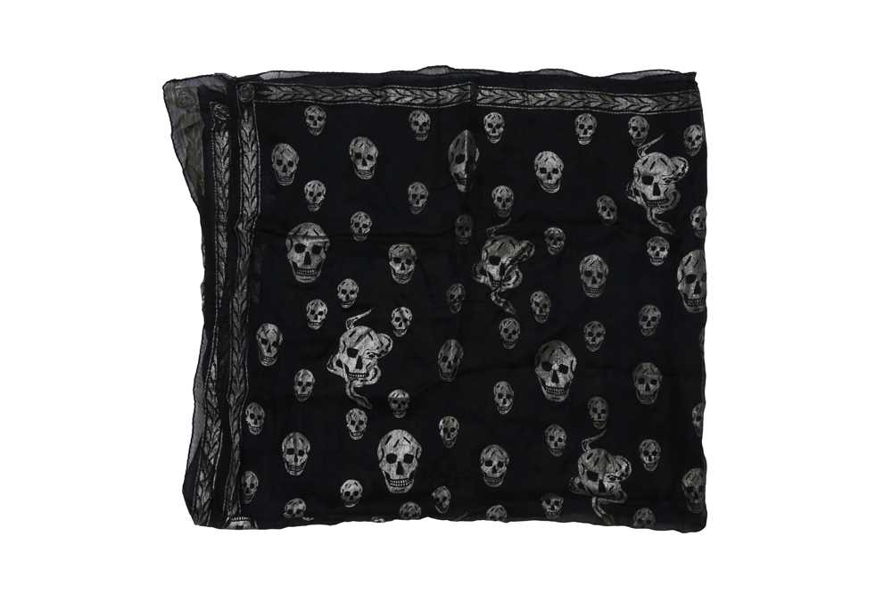 Alexander McQueen Black Silk Skull Print Scarf