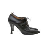 Hermes Black Buckle Heeled Shoe Boot - Size 38.5