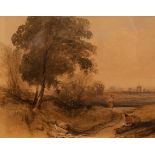 Attributed to T M Richardson Snr./Woodman Beside a Lane/watercolour, 13cm x 17.