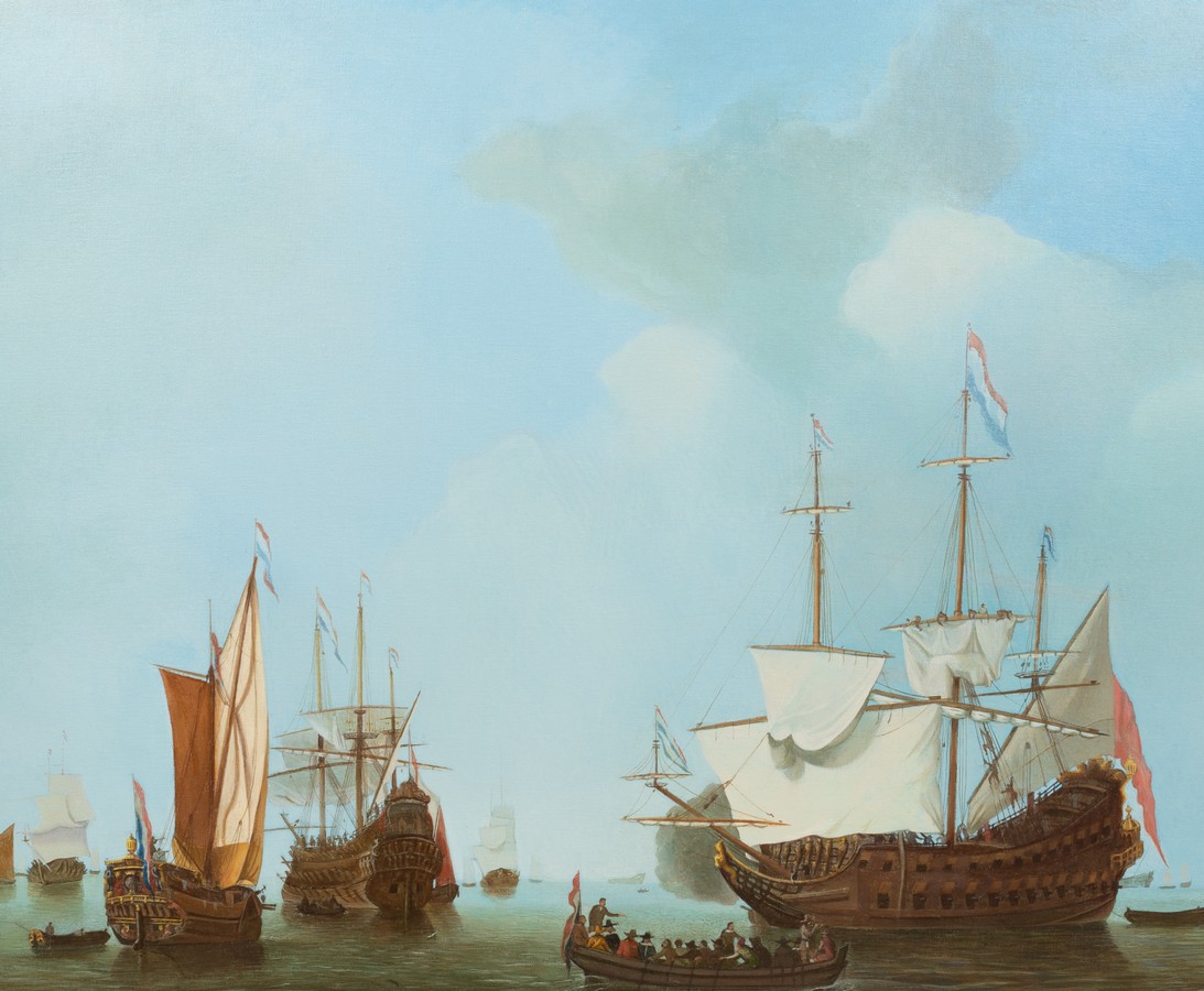 Mike Gorman after Willem van de Velde (1633-1707)/The Arrival of a Dutch East India Fleet with a