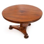 A George IV rosewood circular breakfast table, circa 1825, possibly by Gillows,