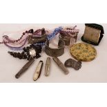 A quantity of costume jewellery including Eastern white metal cuffs, beads,