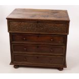 A Queen Anne oak box top chest, with rectangular hinged lid,