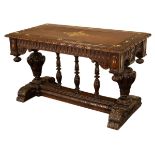 A 19th Century Italian walnut and ivory inlaid centre table,