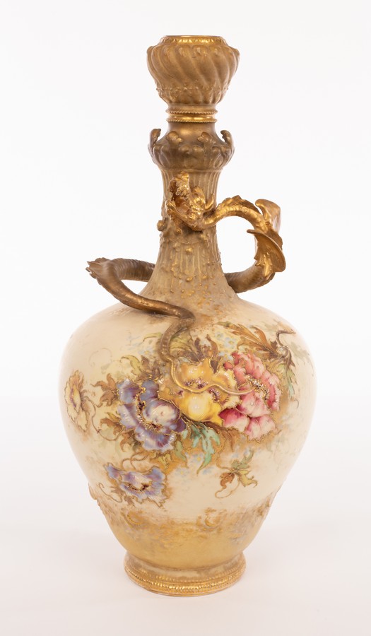 A Turn Teplitz Bohemia vase of ivory ground,