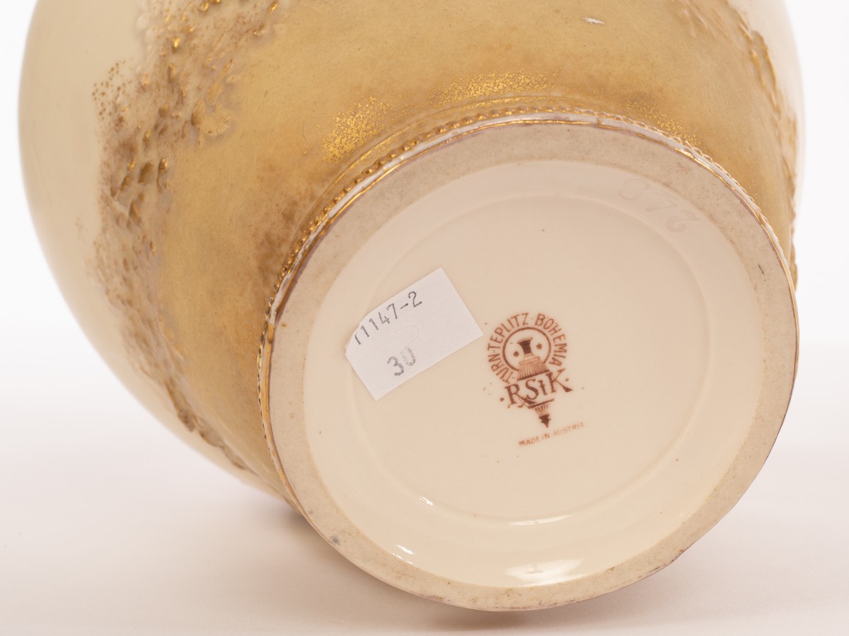 A Turn Teplitz Bohemia vase of ivory ground, - Image 4 of 4