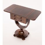 A Victorian rosewood two-flap sewing table,