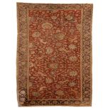 An Agra design hunting rug, India, decorated lion, leopard and deer amongst scrolling foliage,