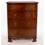 A mahogany bowfront chest of four drawers, on bracket feet,