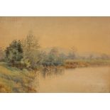 B A Lewis/River Scene/watercolour, 24cm x 33.